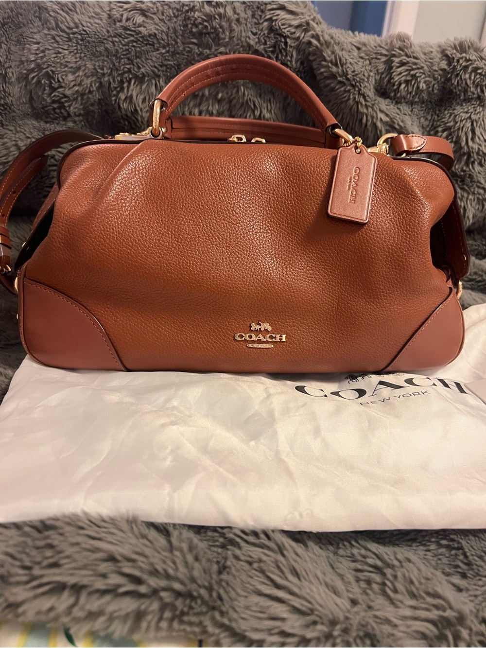COACH Lane Satchel Crossbody Bag in Saddle
